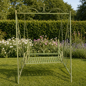 Groene ijzeren schommelbank middelgroot – 145 × 205 cm