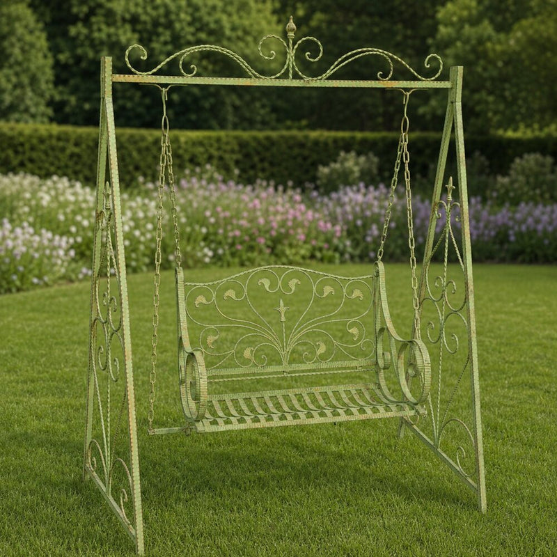 Groene ijzeren schommelbank middelgroot – 145 × 205 cm