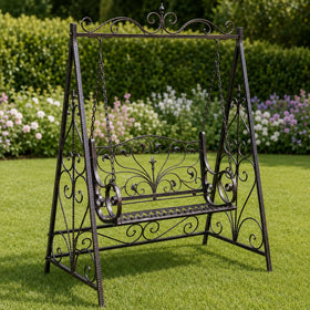 Bruine vintage schommelbank van ijzer – 145 × 205 cm