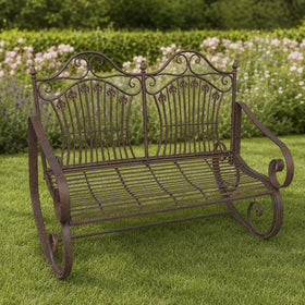 Compacte rustiek bruine ijzeren schommelbank – 120 × 90 cm