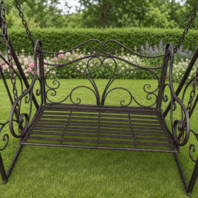 Hoge ijzeren schommelbank antiekbruin – 150 × 223 cm