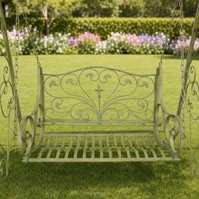 Groene ijzeren schommelbank middelgroot – 145 × 205 cm