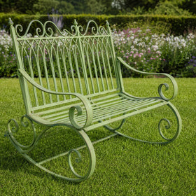 Compacte ijzeren schommelbank rustiek groen – 118 × 90 cm